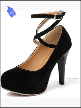 Vintage Platform Pumps - Sexy High Heels with Buckle Ankle Strap